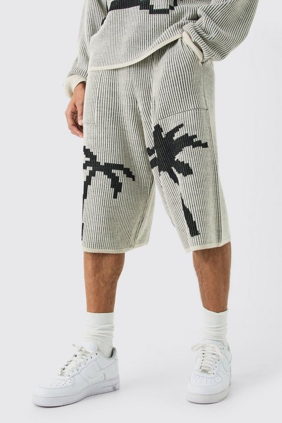 Gerippter Jacquard-Jort mit Palmen-Print