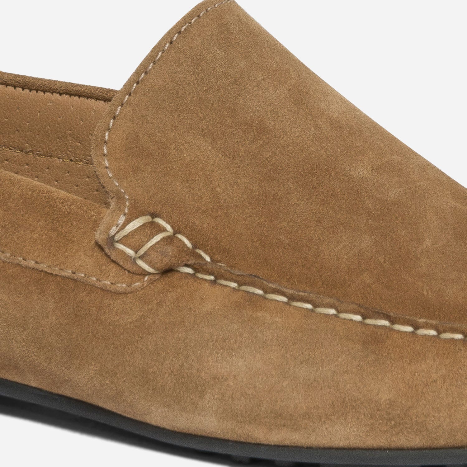 Mocassin camel en cuir velours