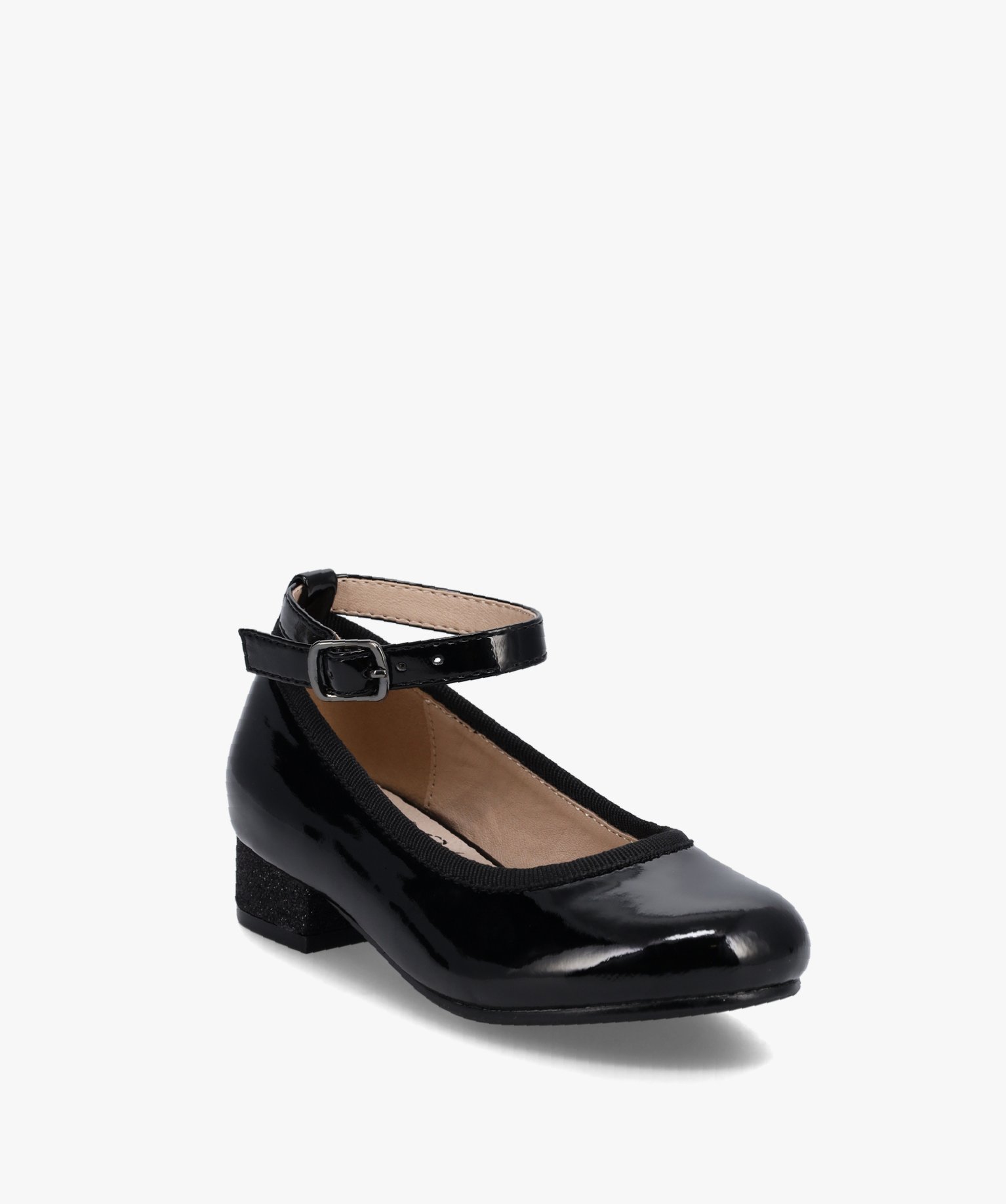 Ballerines fille vernies avec brides à la cheville noir | GEMO