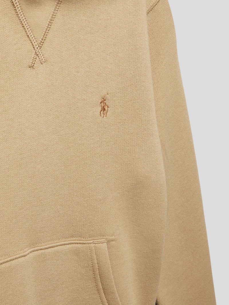 Hoodie mit Logo-Stitching in khaki