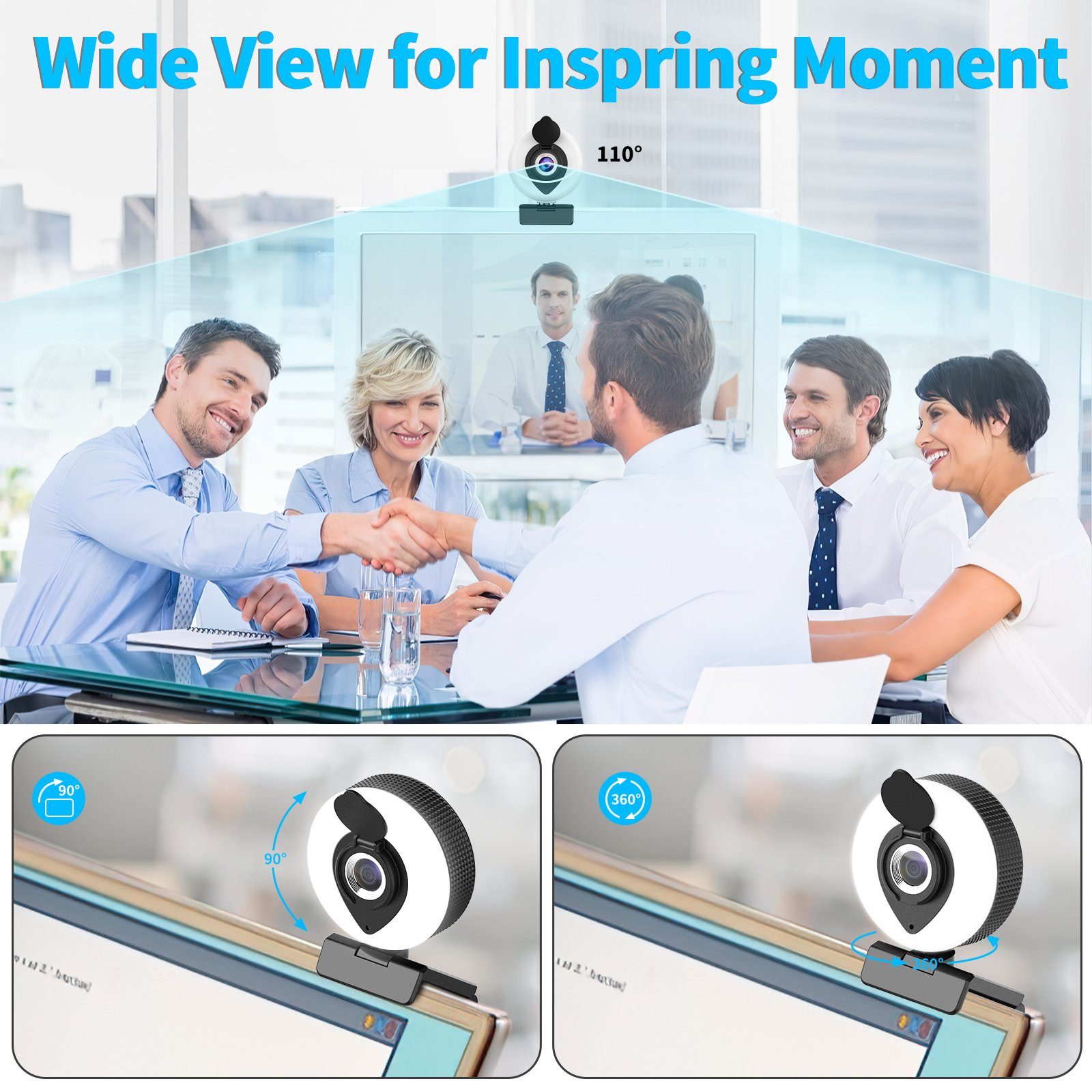Tisoutec Webcam und Stativ,PC Mac Laptop Desktop Webcam