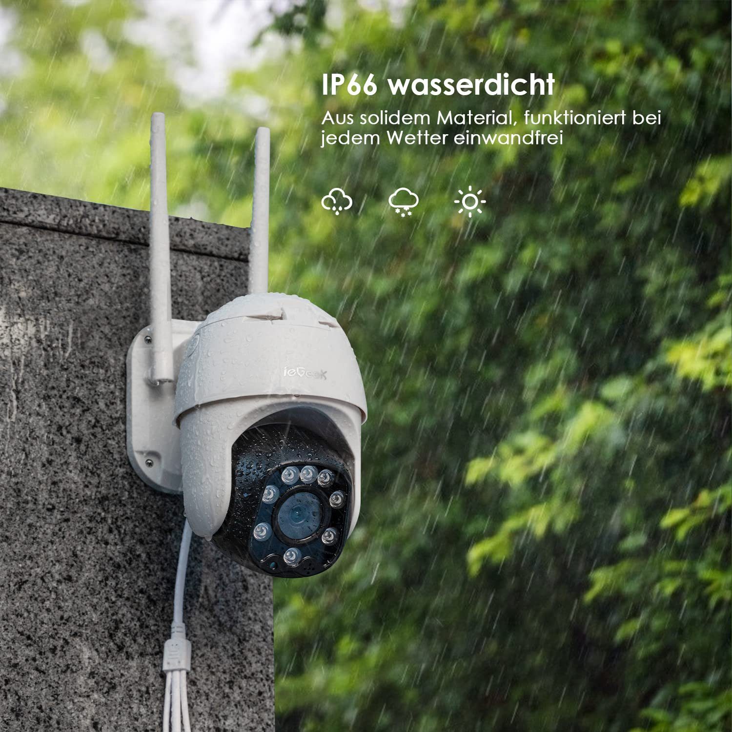 ieGeek 1080P kamera Aussen IP Kamera Camera WLAN Überwachungskamera Überwachungskamera (Außenbereich, Aussen, Dome IP Kamera Outdoor Automatische Verfolgung CCTV Überwachungskamera, Farbiger Nachsicht Bewegungserkennung Sprach Gegensprechanlage, Sire