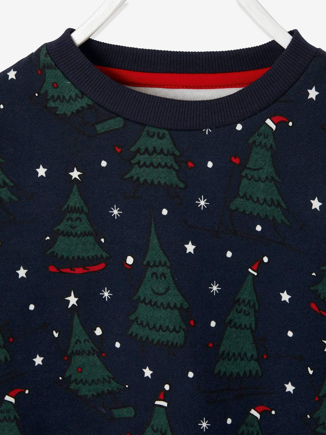 Sweat de noël garçon motifs ludiques marine