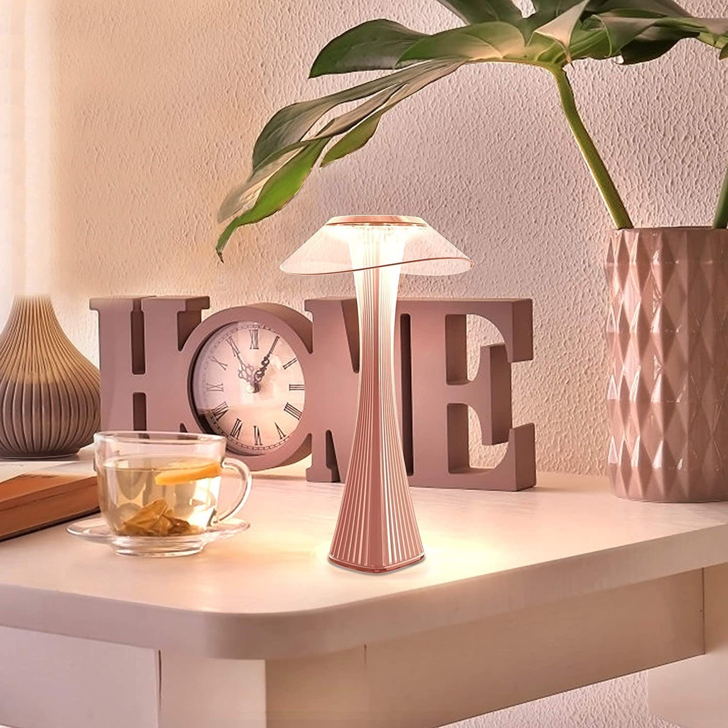 Bedee LED Nachttischlampe LED Tischlampe Dimmbar Tischleuchte Modern mit 3 Helligkeitsstufen USB, Tischlampen, LED fest integriert, Warmweiß, Touch Dimmbar mit Akku Tischleuchte Innen/Aussen Beleuchtung