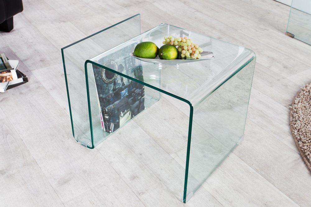 riess-ambiente Couchtisch FANTOME 50cm transparent, Wohnzimmer · eckig · Glas · mit Ablagefach
