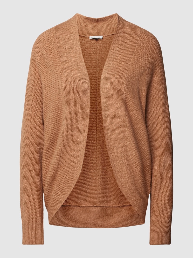 Cardigan mit Woll-Anteil und offenem Design in camel meliert
