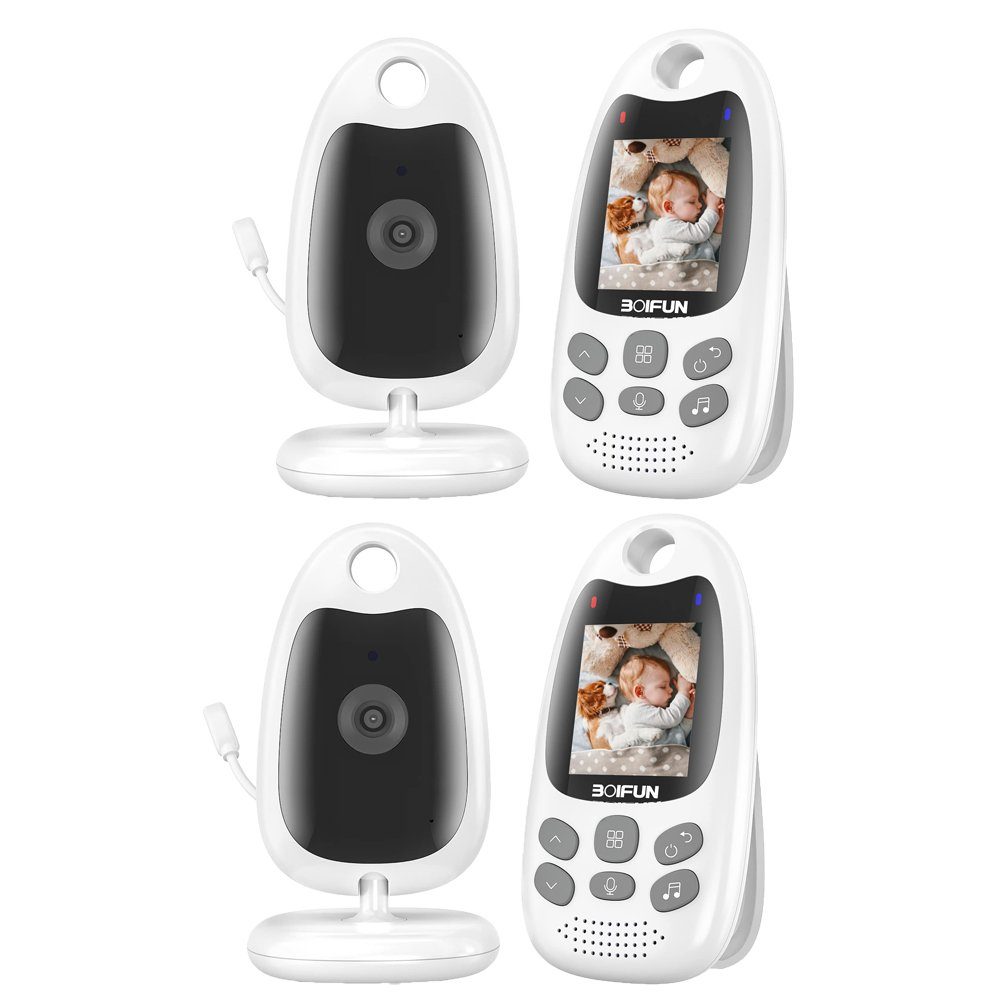 Boifun Babyphone 2,0 Zoll Video-Babyphone Babyphone mit Kamera Vox-Funktion, Temperatursensor Nachtsicht-Video-Babyfon 2,4 Ghz, Intelligentes Standby Baby Monitor, Gegensprechanlage Schlaflieder Lange Akkulaufzeit