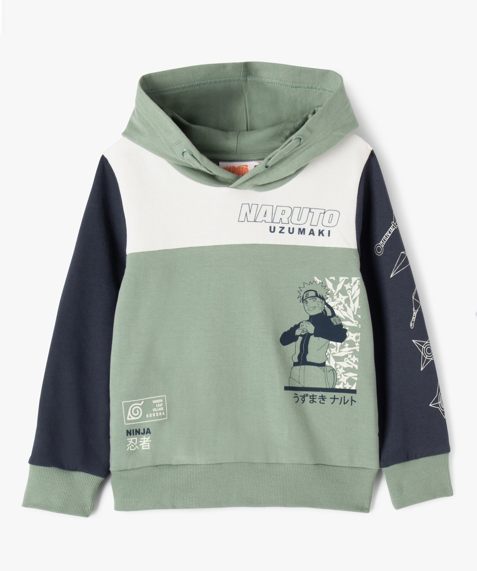 Sweat à capuche à motif manga Garçon - Naruto vert | GEMO