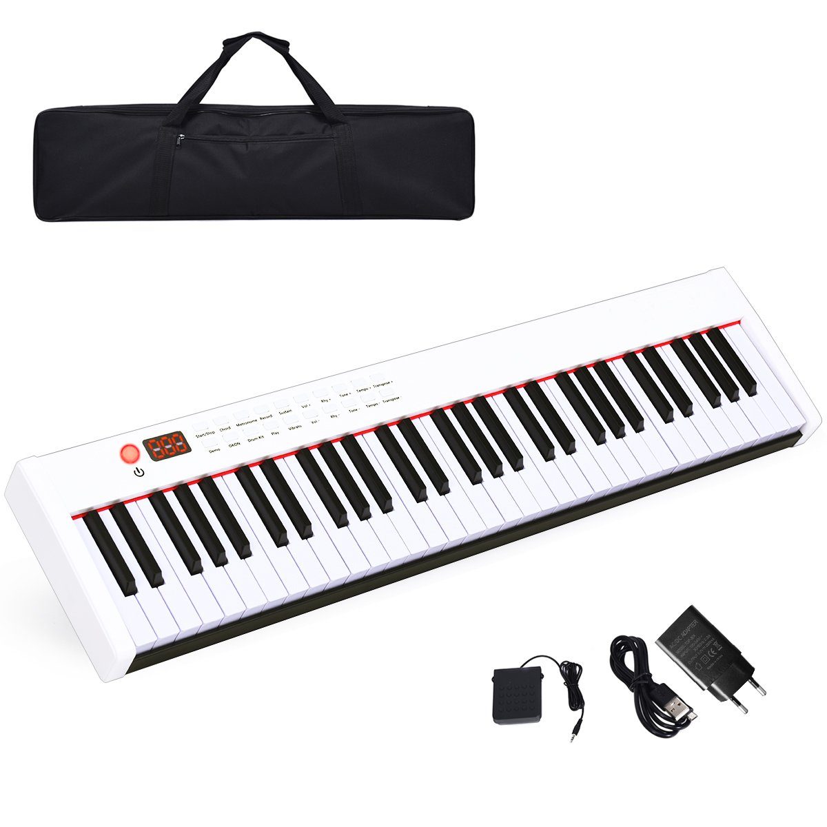 COSTWAY Home Keyboard 61 Tastatur, mit 128 Rhythmen / 128 Töne/ Bluetooth