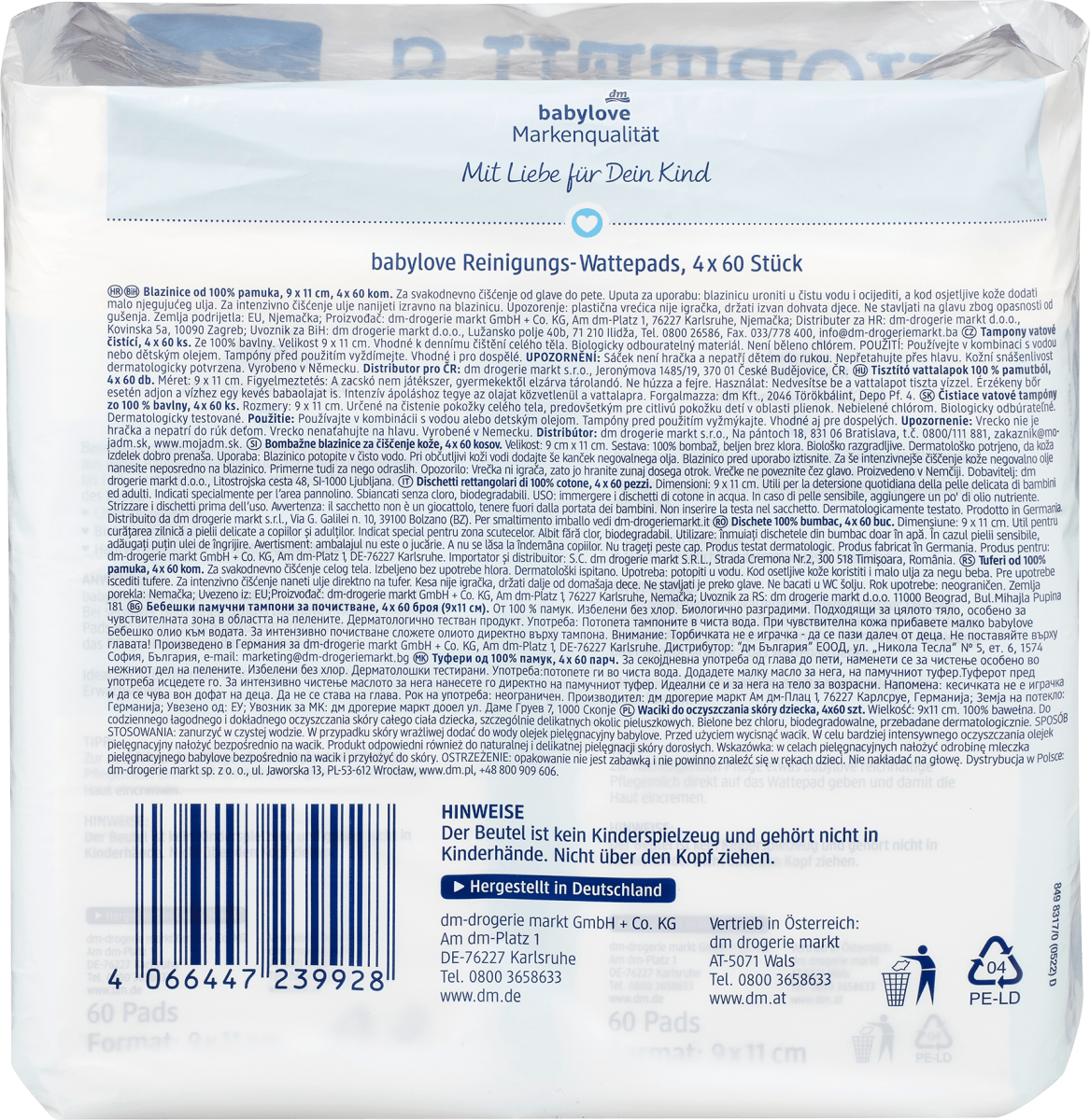 Reinigungs-Wattepads 4x60 St, 240 St