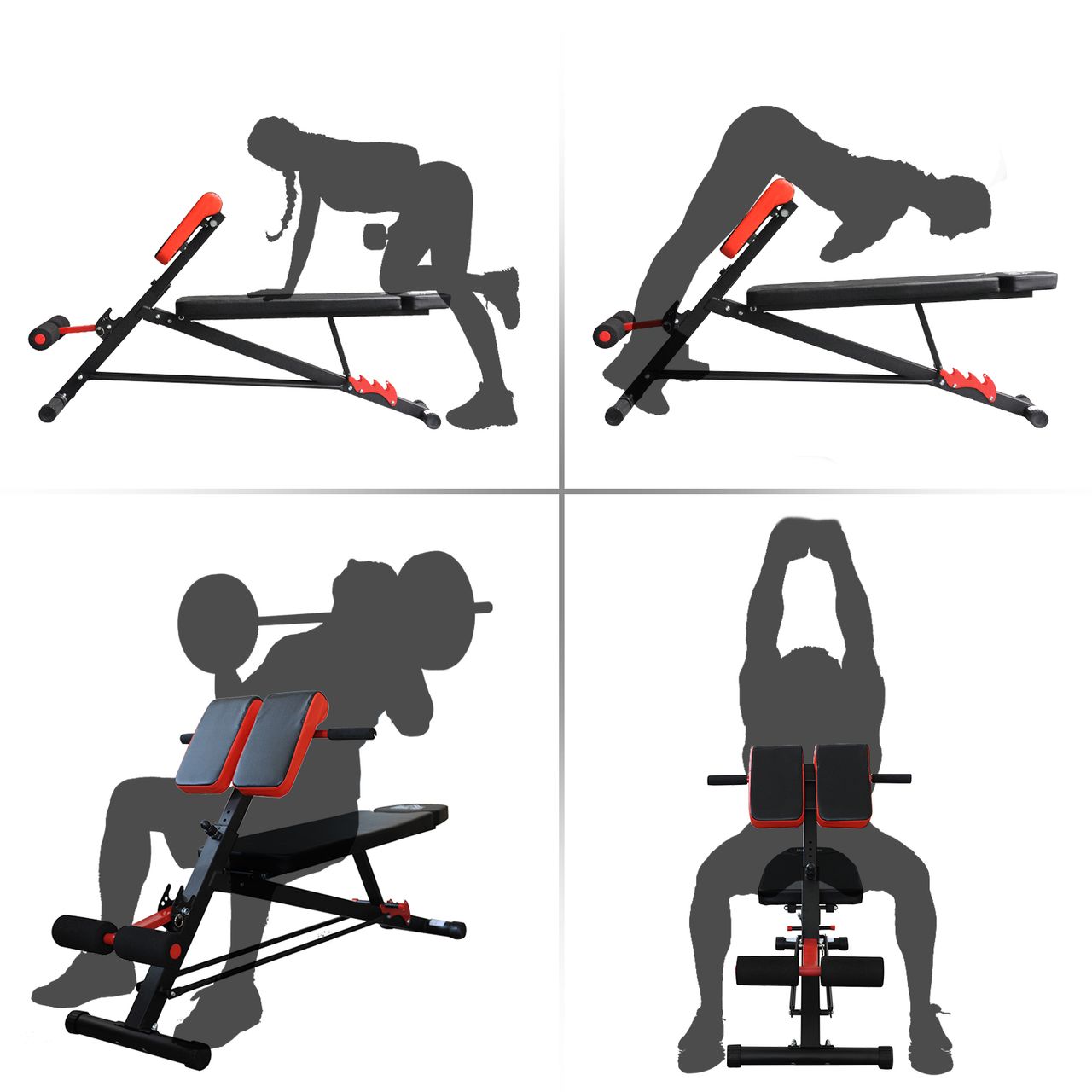 HOMCOM Hantelbank Fitnessbank Schrägbank Multifunktion Bauchtrainer Stahl