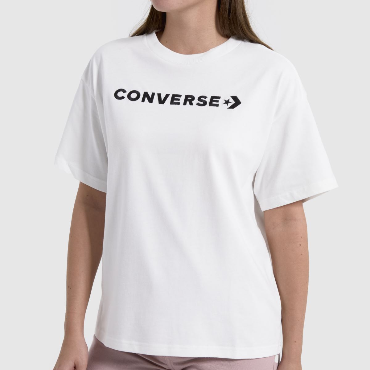 Converse – Vit, avslappnad t-shirt med ordmärke