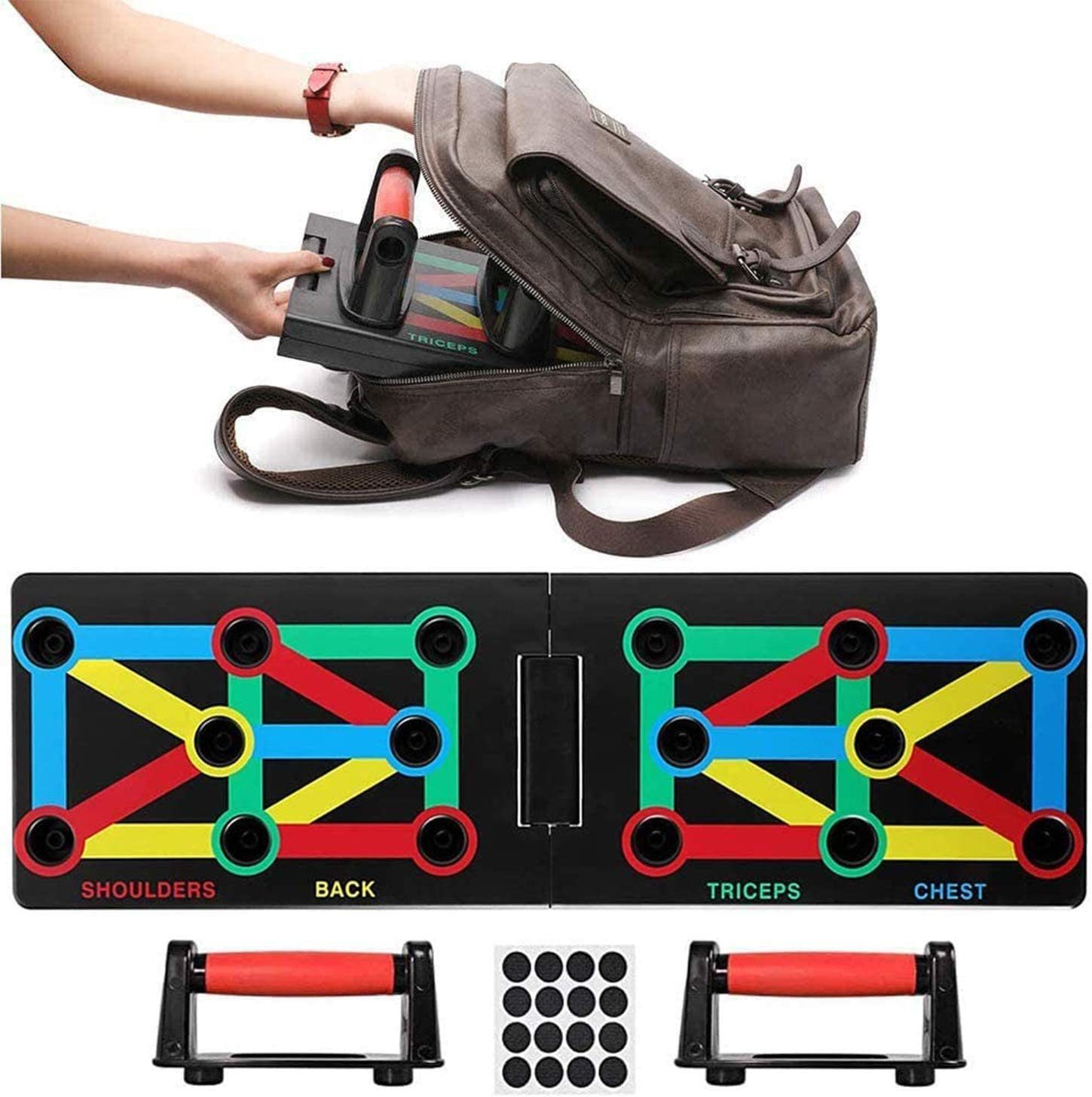 GelldG Multitrainer 12 in 1 Faltbare Push Up Rack Board mit Handgriff