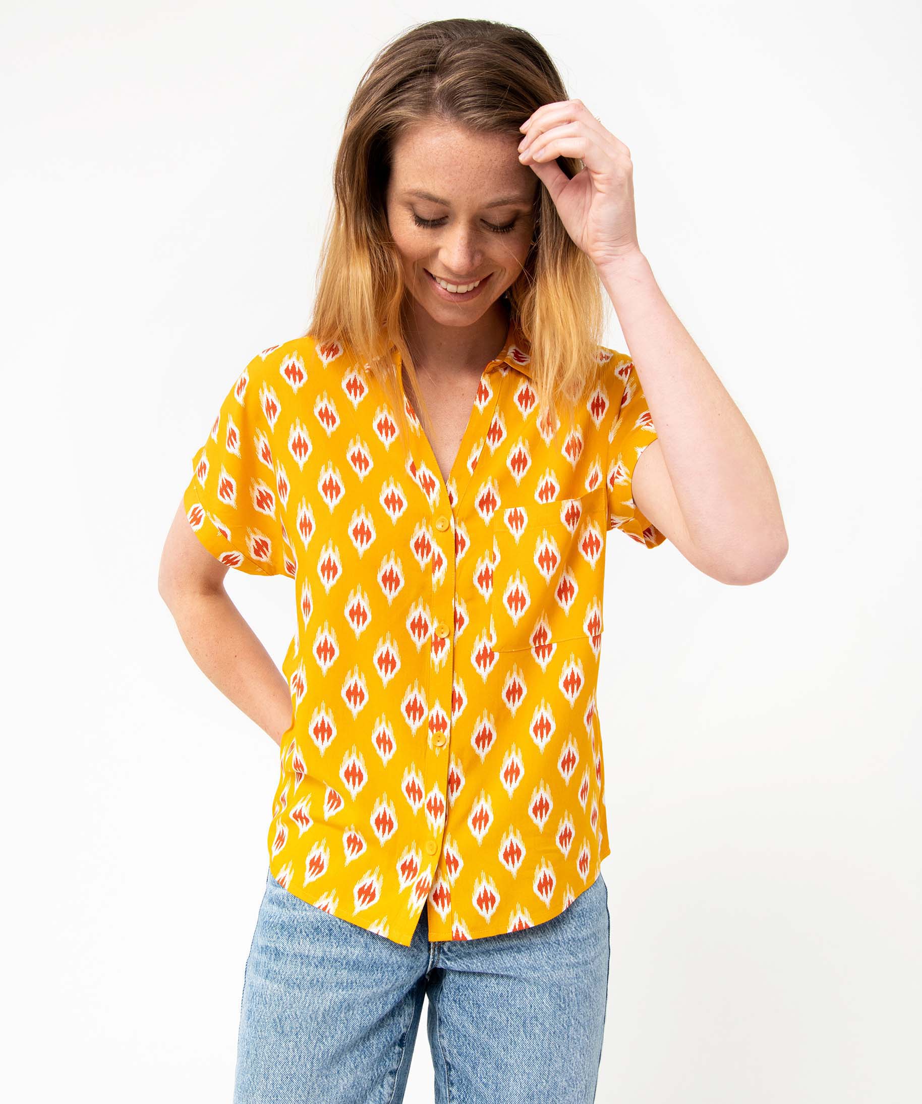 Chemise femme imprimée à manches courtes multicolore | GEMO