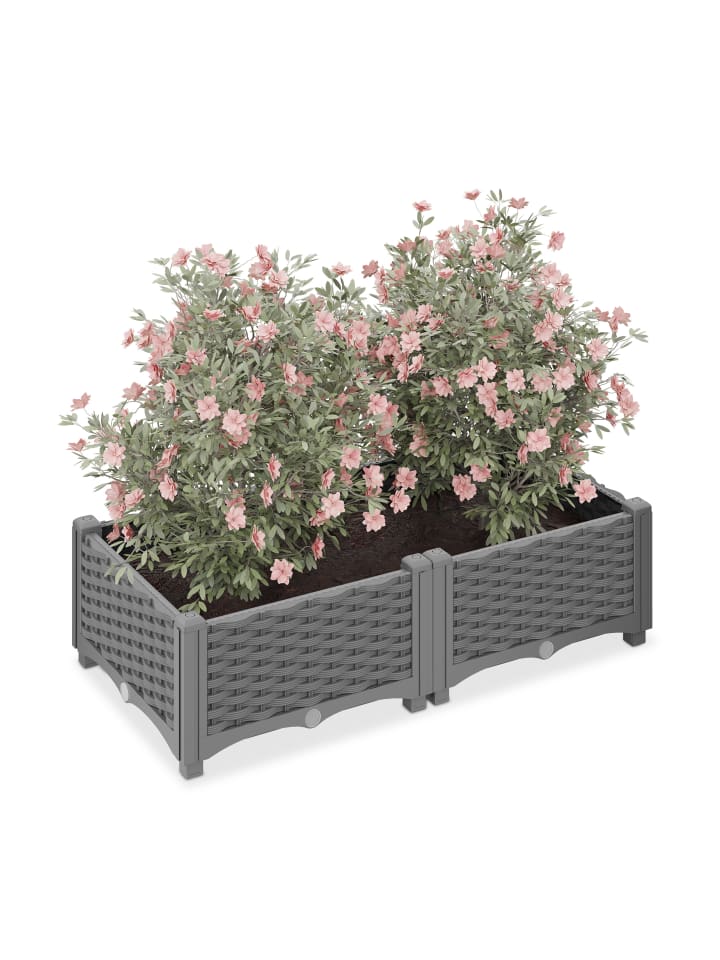 relaxdays Pflanzkübel in Grau - (B)80 x (H)23 x (T)40 cm günstig kaufen onesize