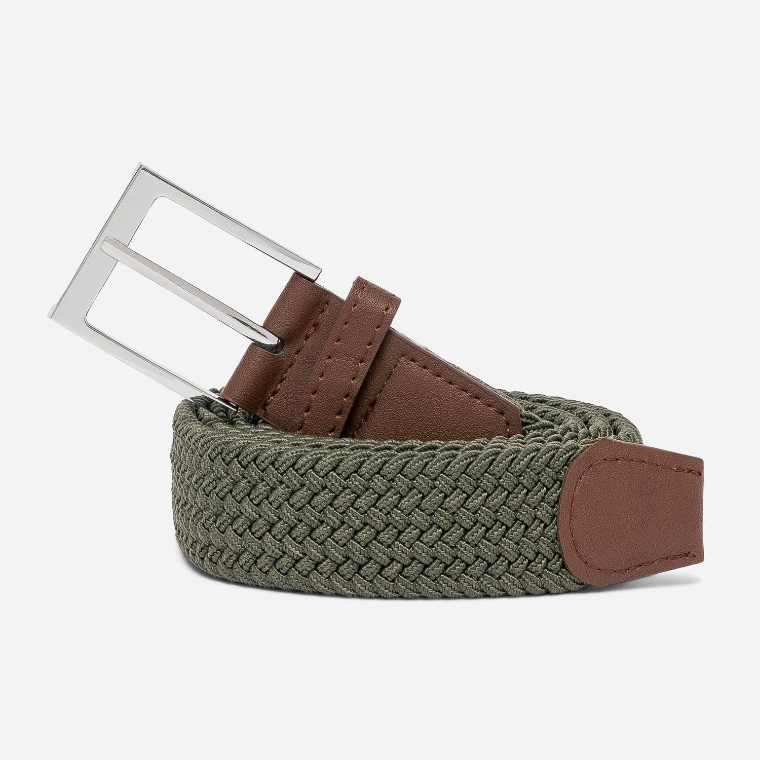Ceinture kaki en textile tressé