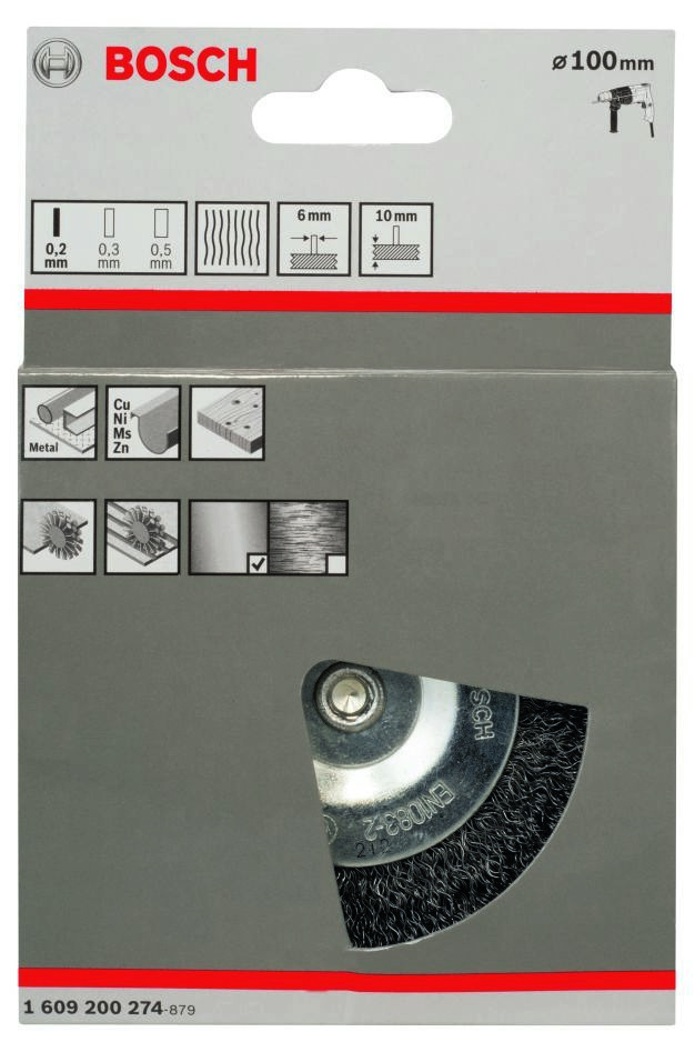 Bosch Blue Zubehör 1609200274 Scheibenbürste 100 mm geriffelt 6 mm Schaft