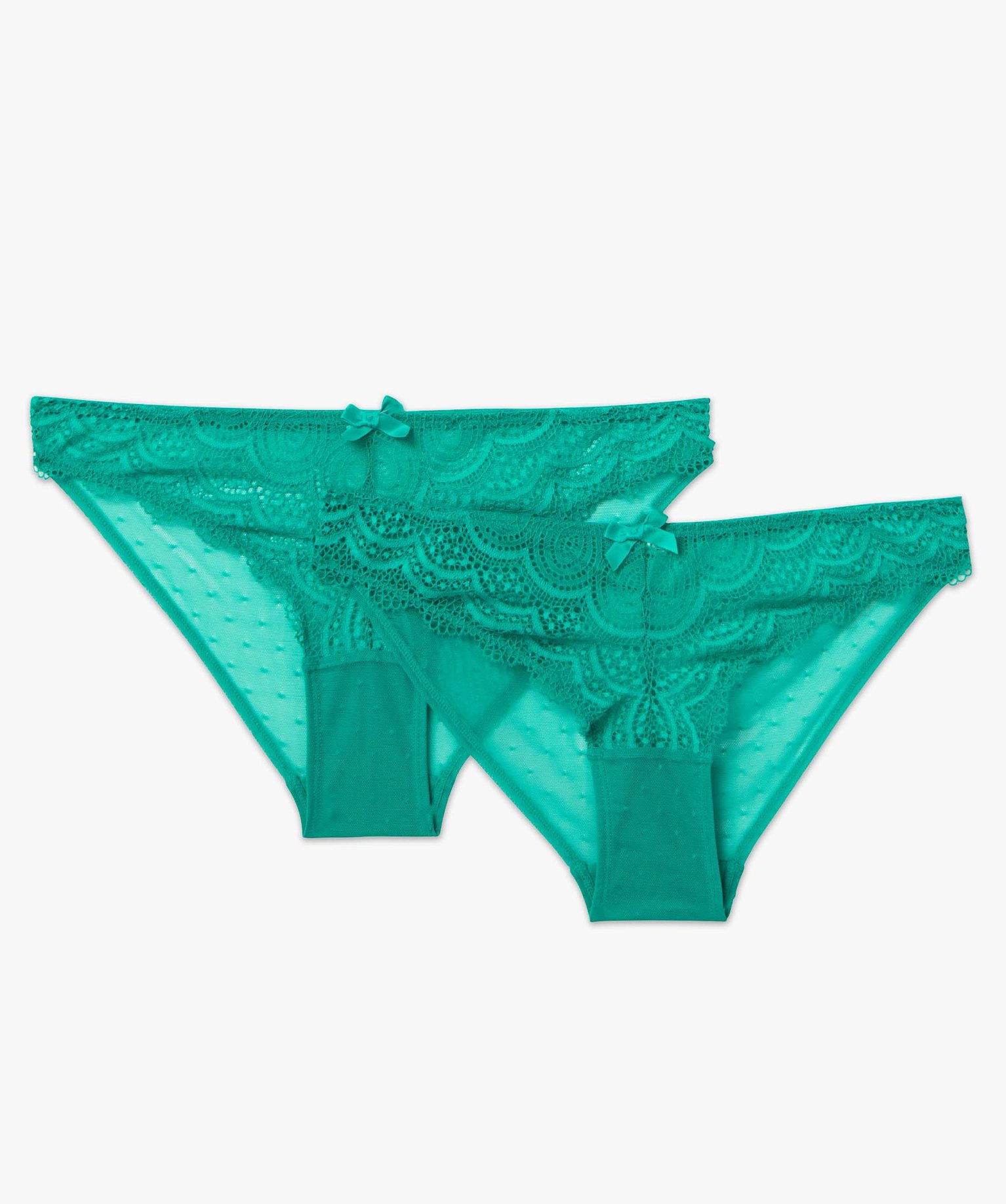 Culotte en dentelle et tulle femme (lot de 2) vert | GEMO