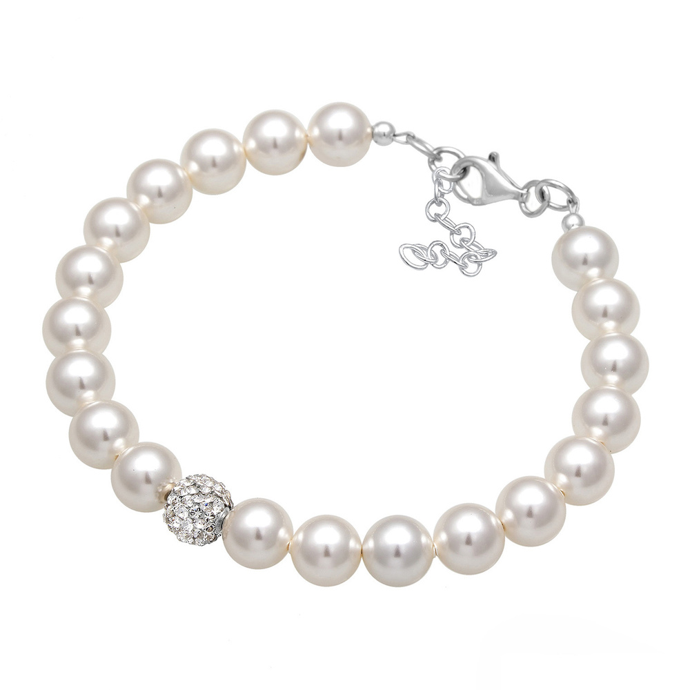 Elli Elli Bracelet Femmes Elégant avec Perles Synthétiques et Cristaux en Argent Sterl Bracelet