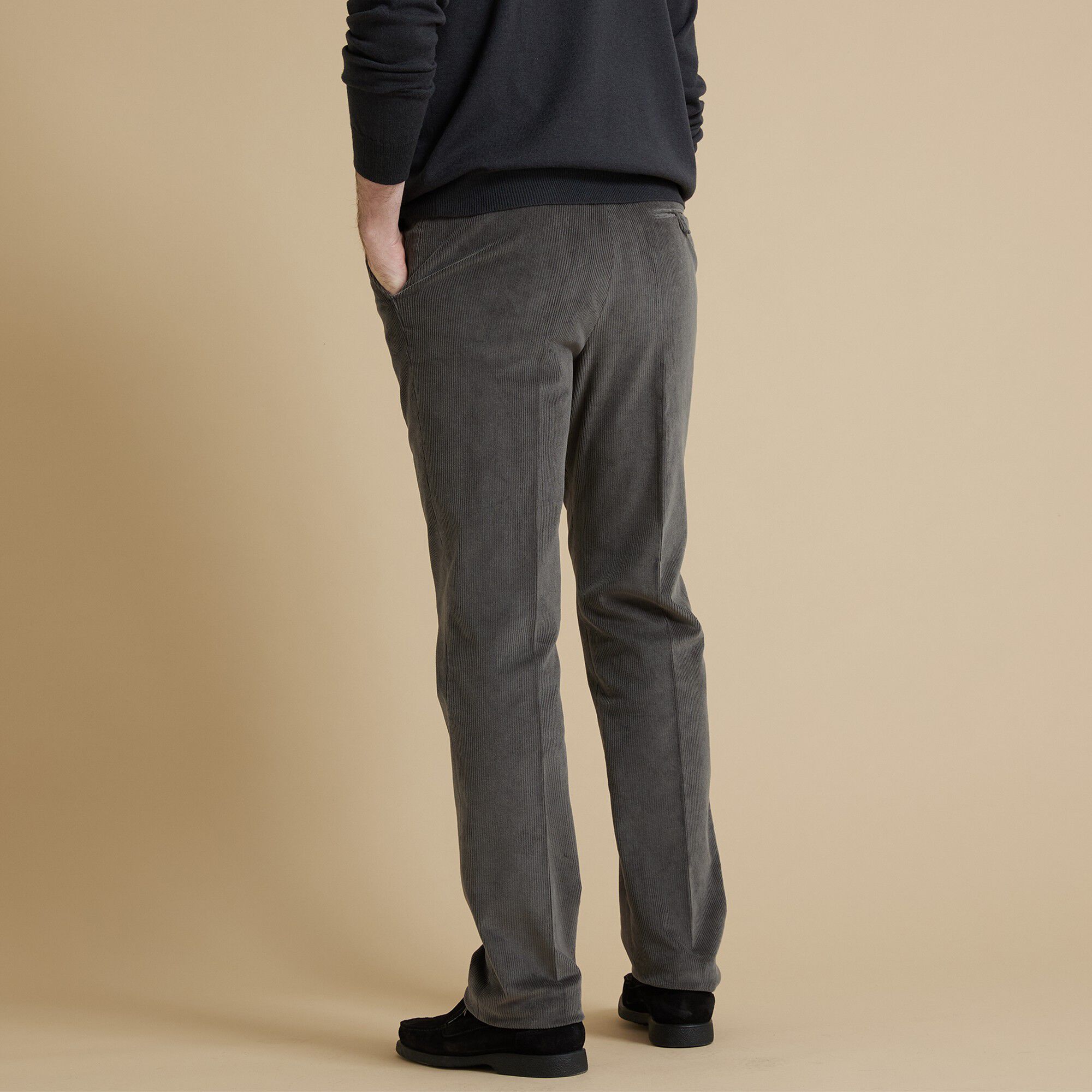 Pantalon velours taille élastiquée sans pince