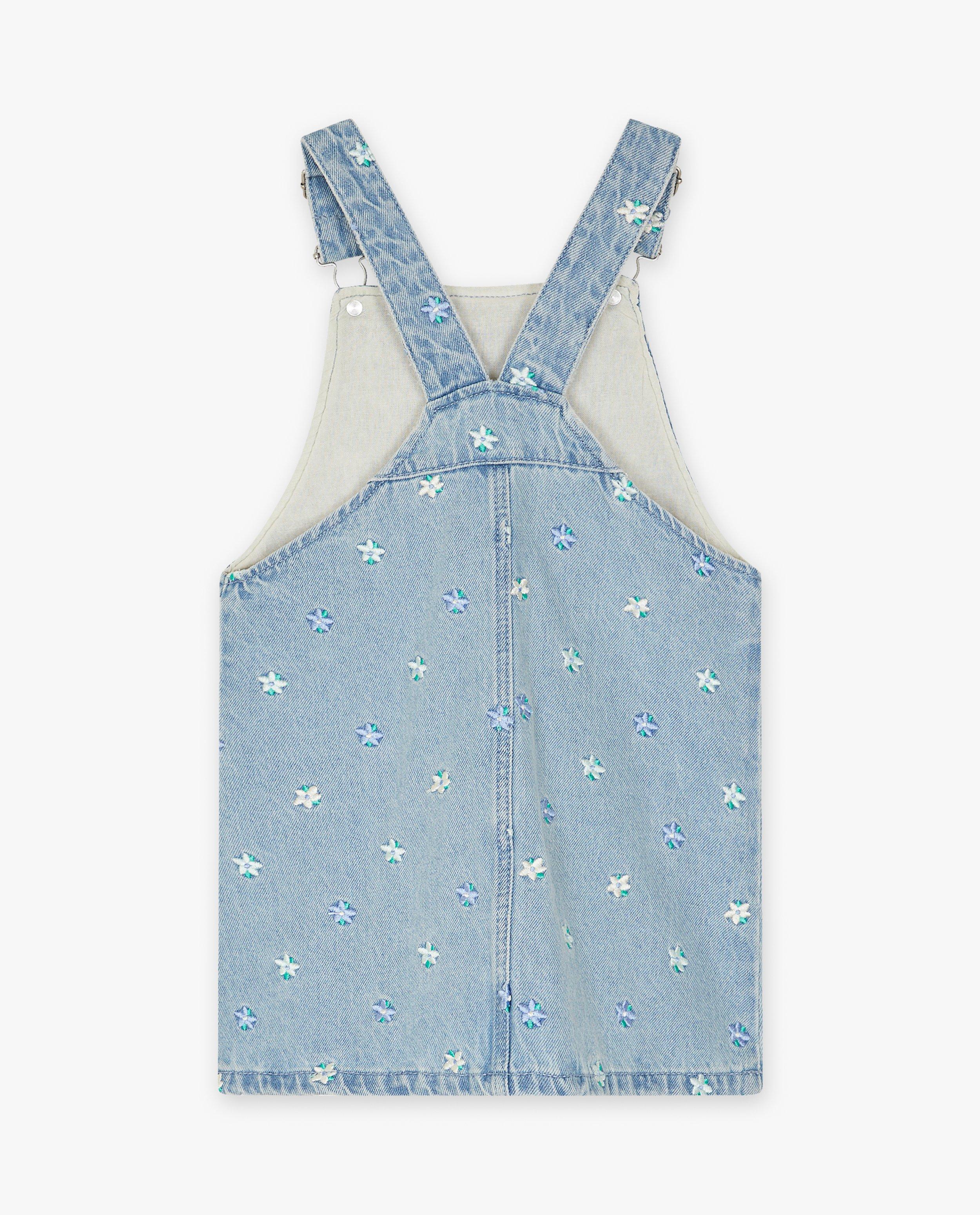Milla Star Dungaree ruha hímzett virágokkal, kék
