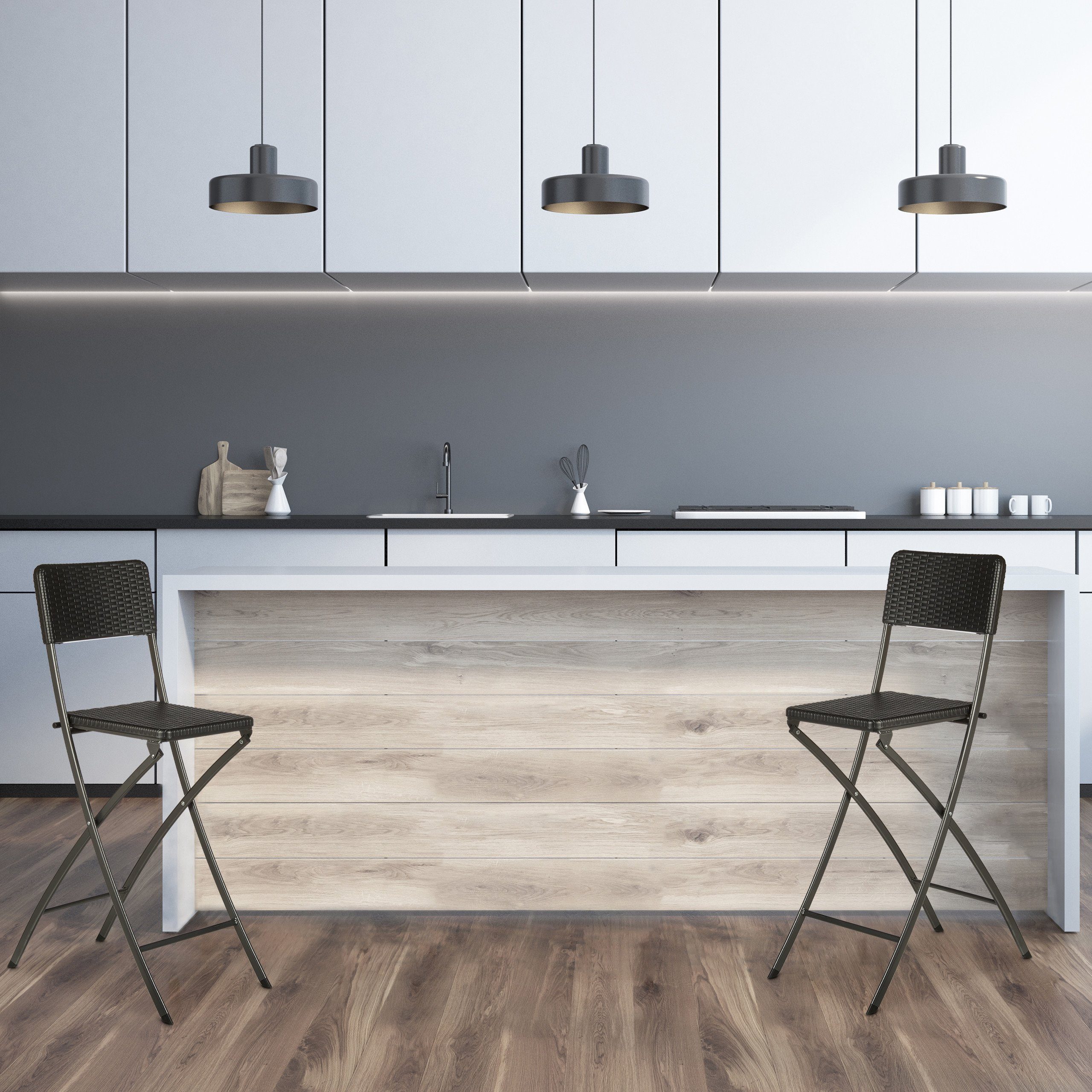relaxdays Bistrostuhl Barstuhl klappbar BASTIAN 2er Set, Schwarz