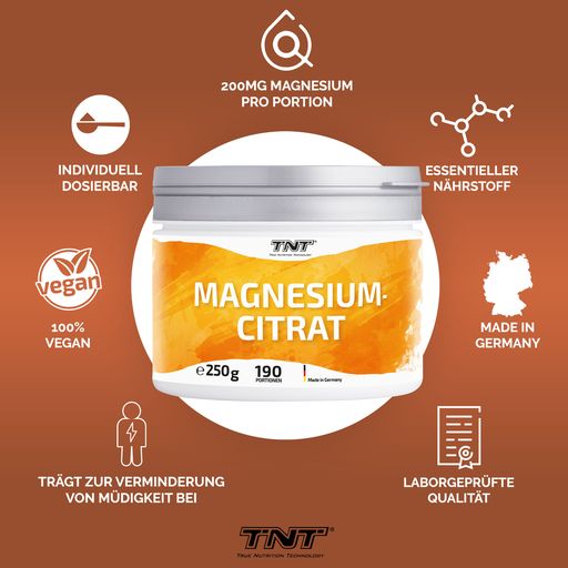 Magnesium Citrat. zur Verminderung von Müdigkeit. Teil des Elektrolythaushaltes