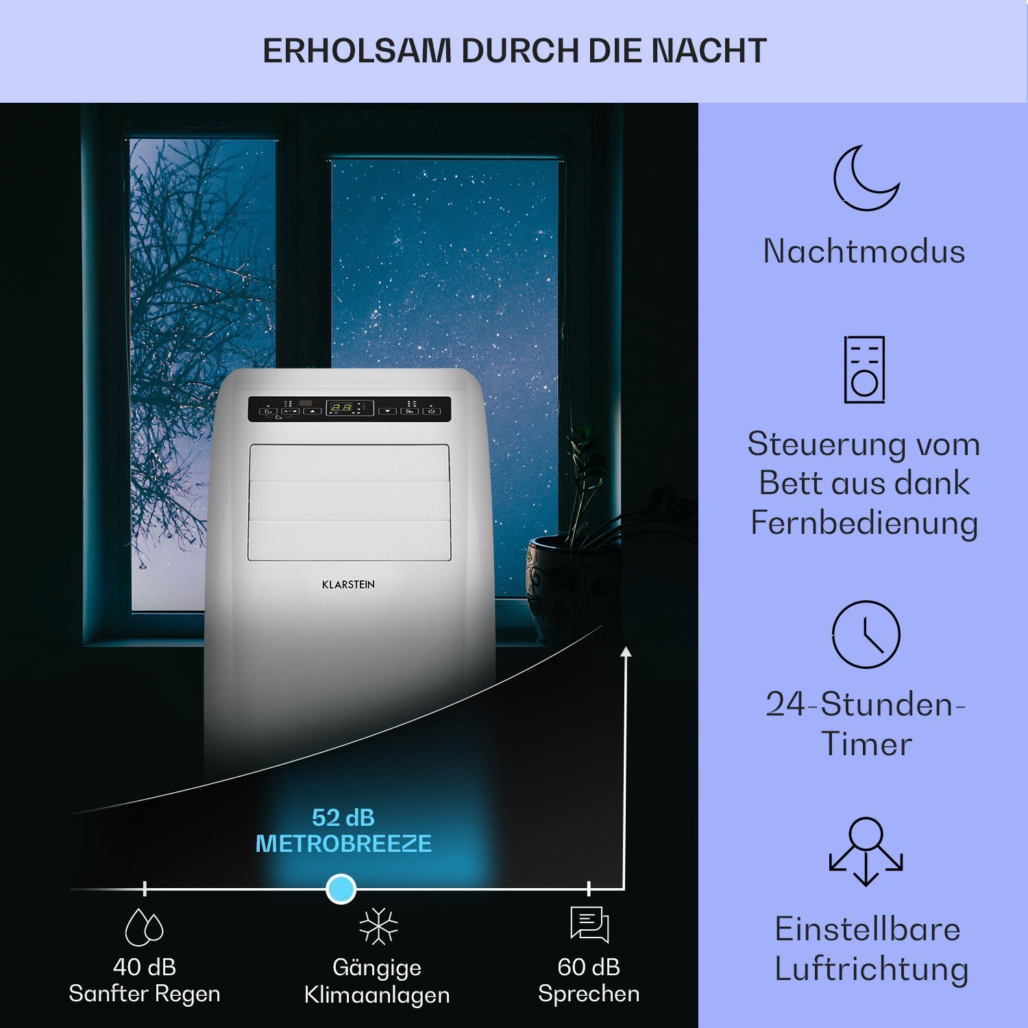 Klarstein Klimagerät Metrobreeze Rom, Klimagerät mobil Air Conditioner Kühlgerät Luftkühler