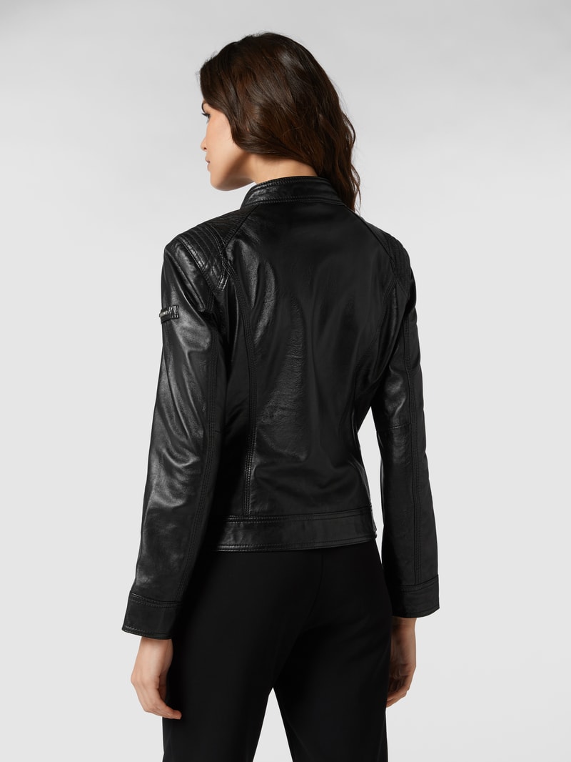Lederjacke im Biker-Look in schwarz
