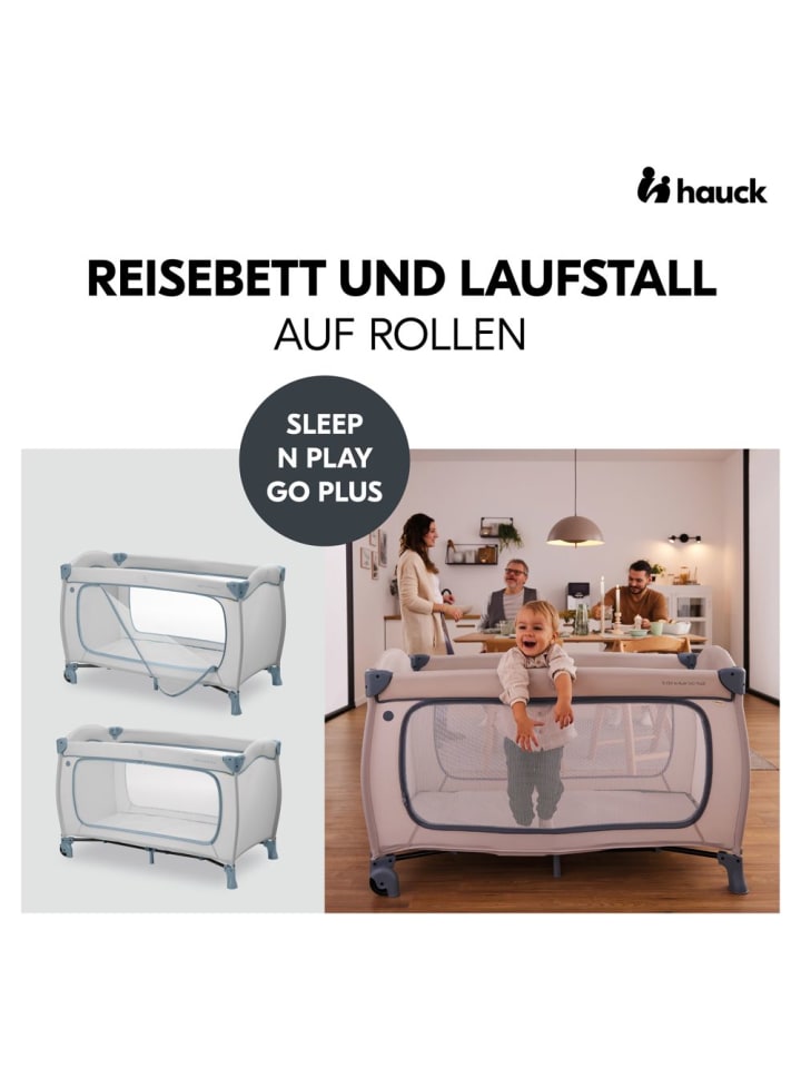 Hauck Reisebett Sleep N Play Go Plus (mit Rollen und seitlichem in grau günstig kaufen onesize