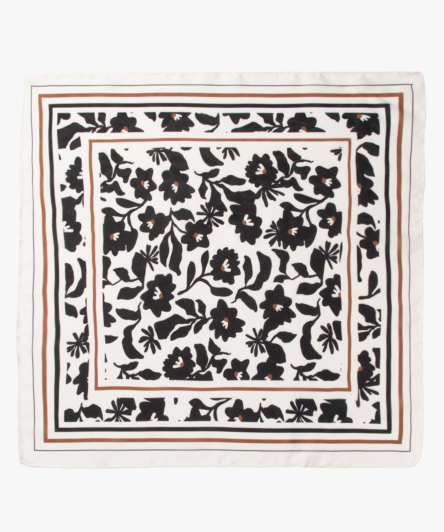 Foulard carré en satin motif fleuri femme beige | GEMO