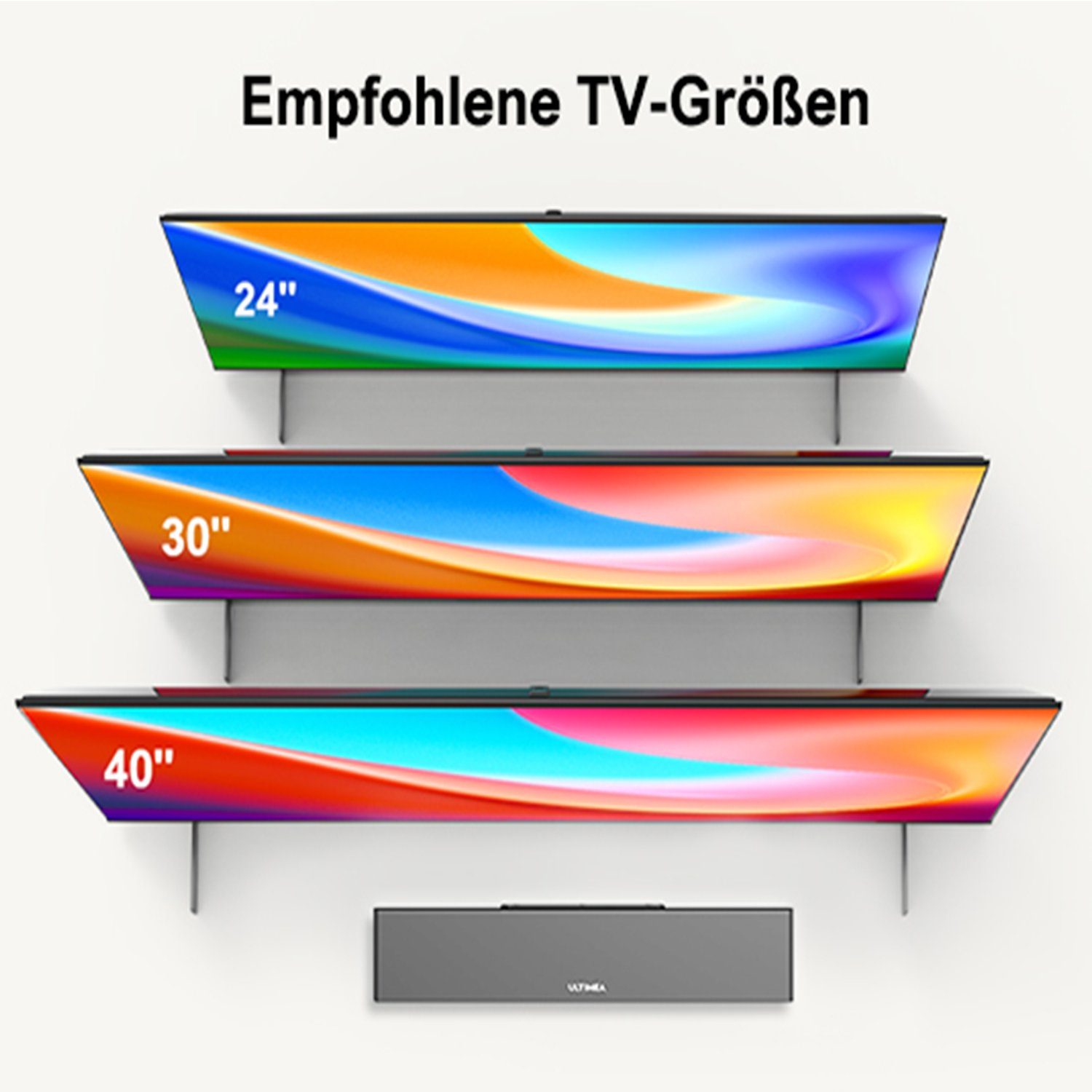 Ultimea Nova S40 2.1 Soundbar (HDMI ARC, 160 W, Surround-Sound, Bass Verbessert, 35mmT, Schlank Aber Leistungsstark)