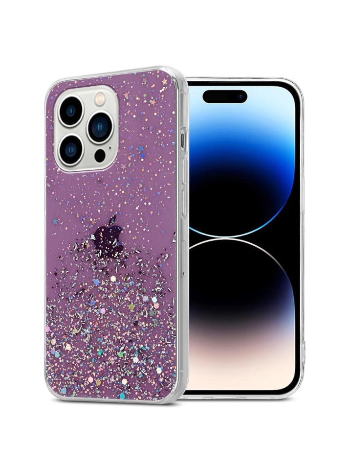 cadorabo Hülle für Apple iPhone 14 PRO MAX Glitter in Lila mit Glitter günstig kaufen onesize