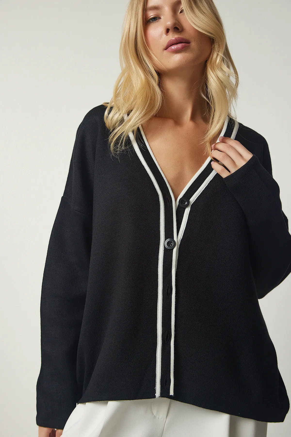 Happiness İstanbul  Strickjacke - Schwarz - Regular Fit