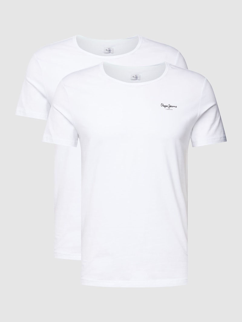 T-Shirt mit Label-Print im 2er-Pack in weiß