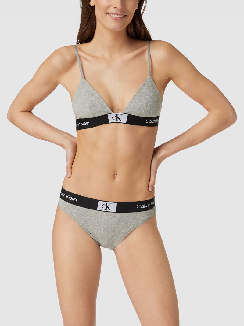 Bralette mit elastischem Logo-Bund in hellgrau meliert