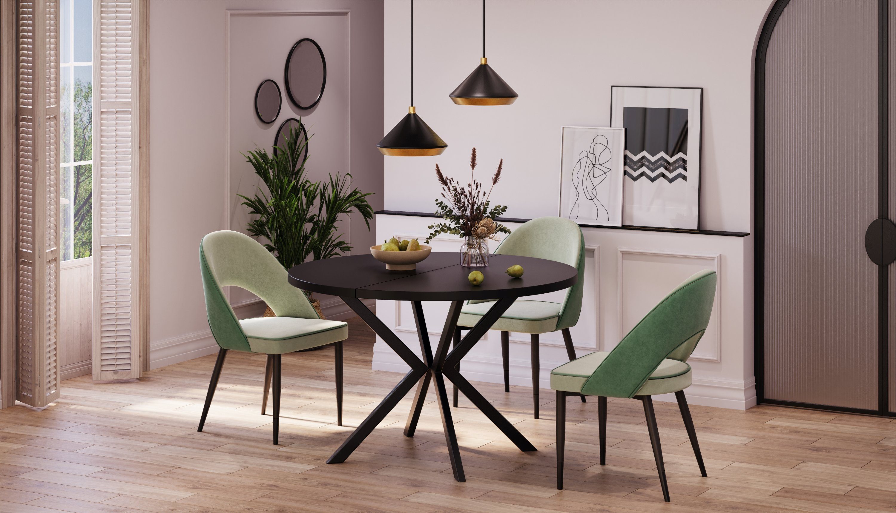 Polini Home Esstisch Esstisch ausziehbar BAARN 100/180 schwarz, hitzebeständig, stoß- und kratzfest, laminierte Tischplatte, extra