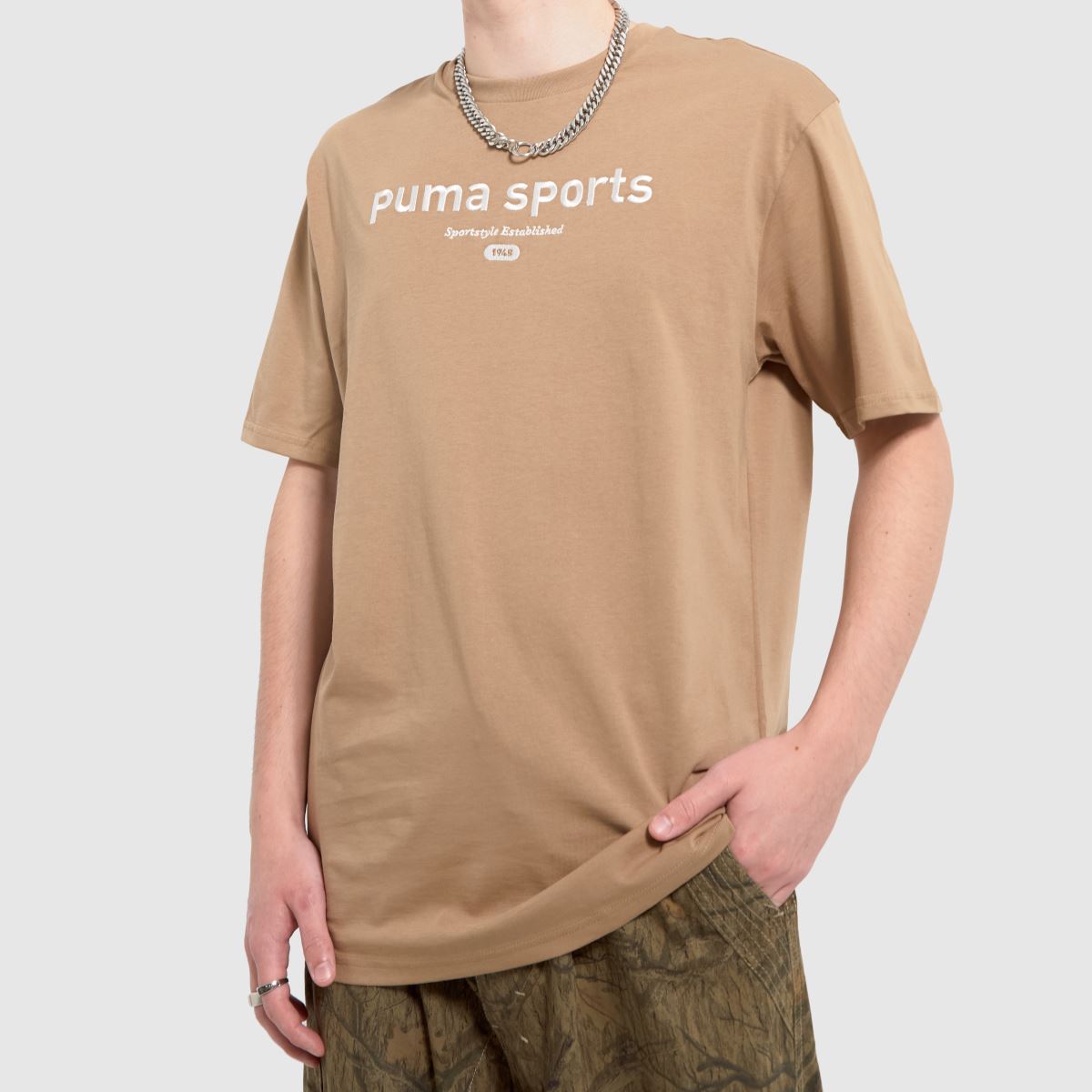 PUMA grafikus póló bézs színben
