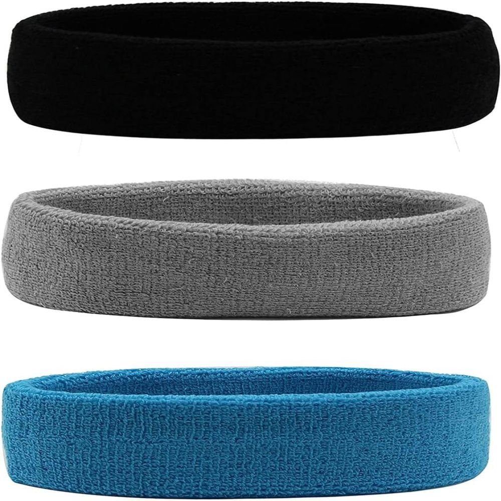 Fokelyi Schweißband 3 Stück Sport Stirnband,Schweißbänder,Damen Herren,Kopfband Sport