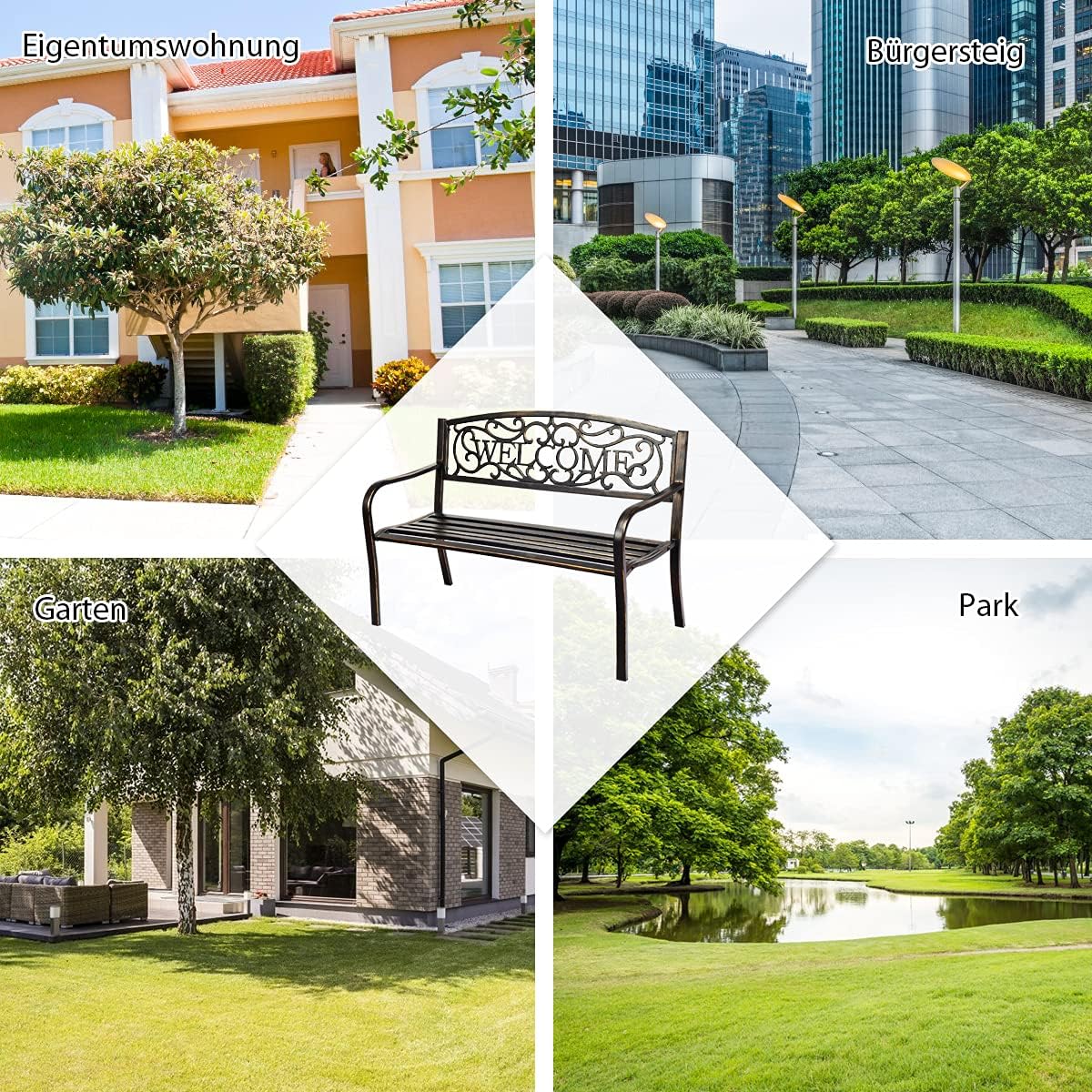 Costway COSTWAY Gartenbank Parkbank mit Welcome