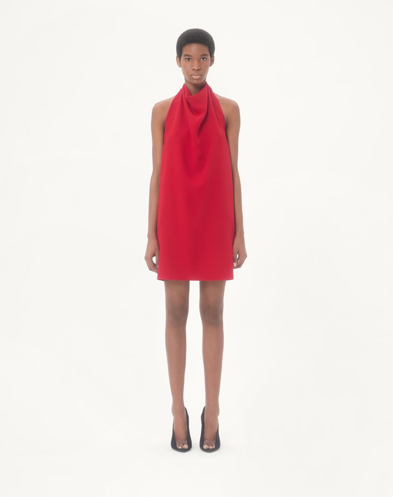 Vestido curto de alta costura em cady