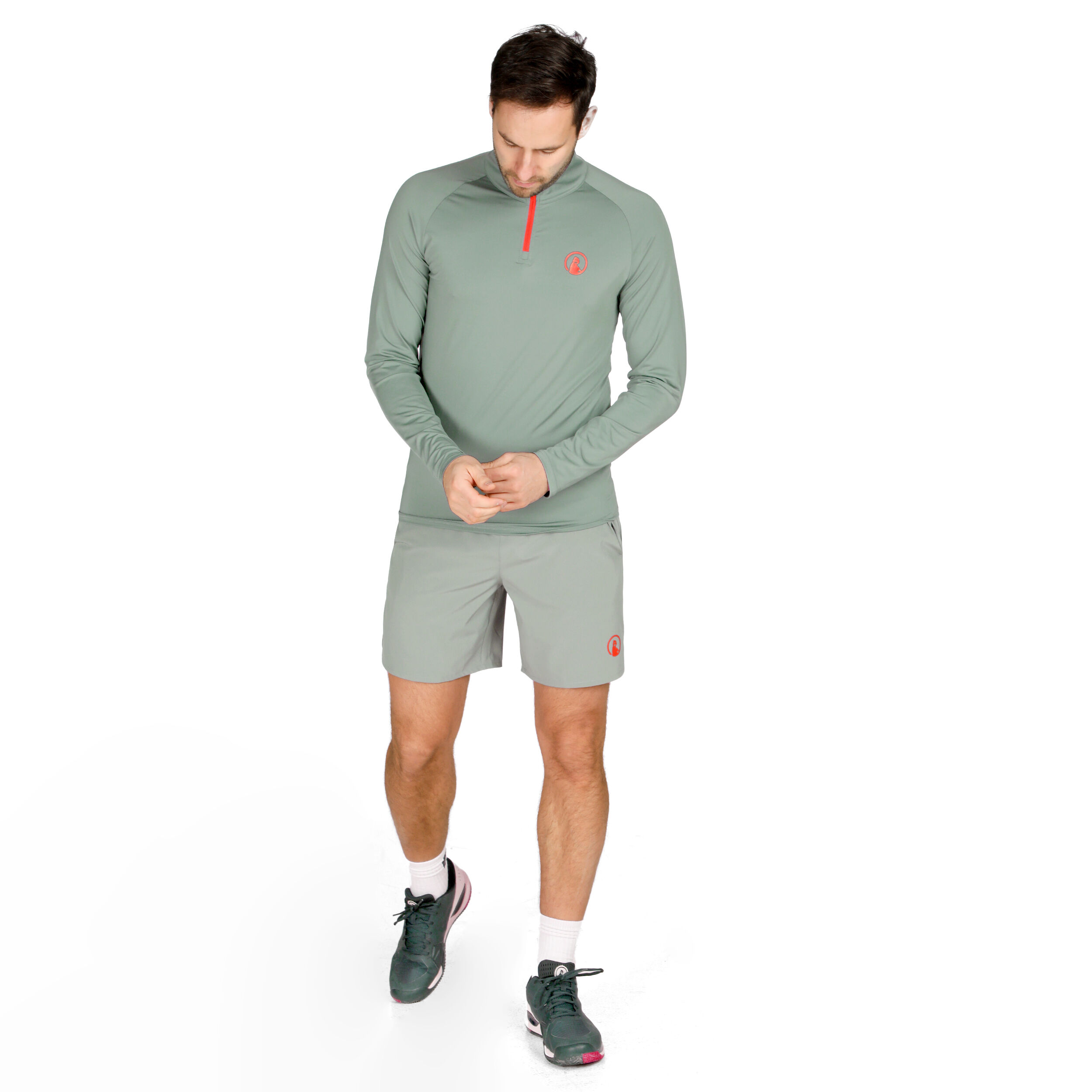 Big Serve1/4 Zip Longsleeve Herren - Salbei, Rot