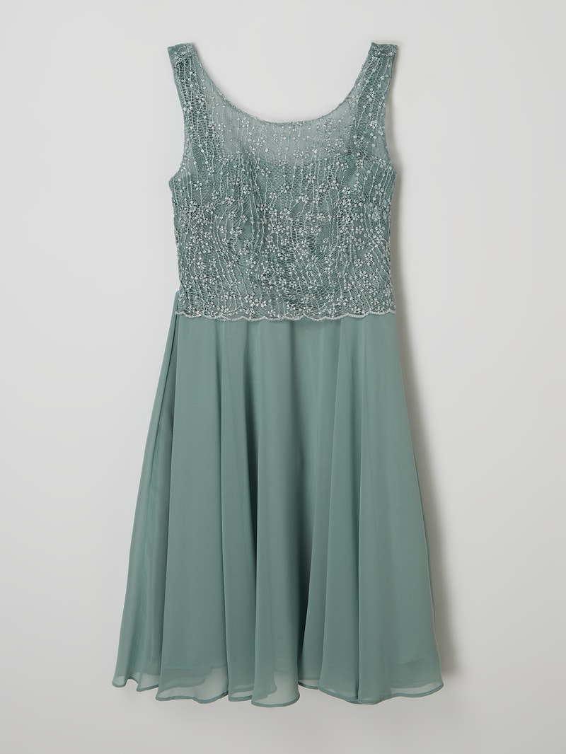 Kleid mit floralen Stickereien in mint