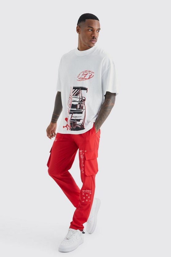 Slim-Fit Cargo-Hose mit Bandana-Print