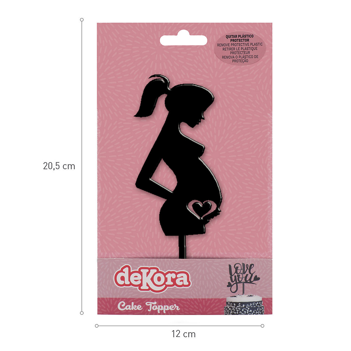 Cake Topper Schwangere Frau Babyparty Mutter in schwarz als Tortenstecker 16x6cm