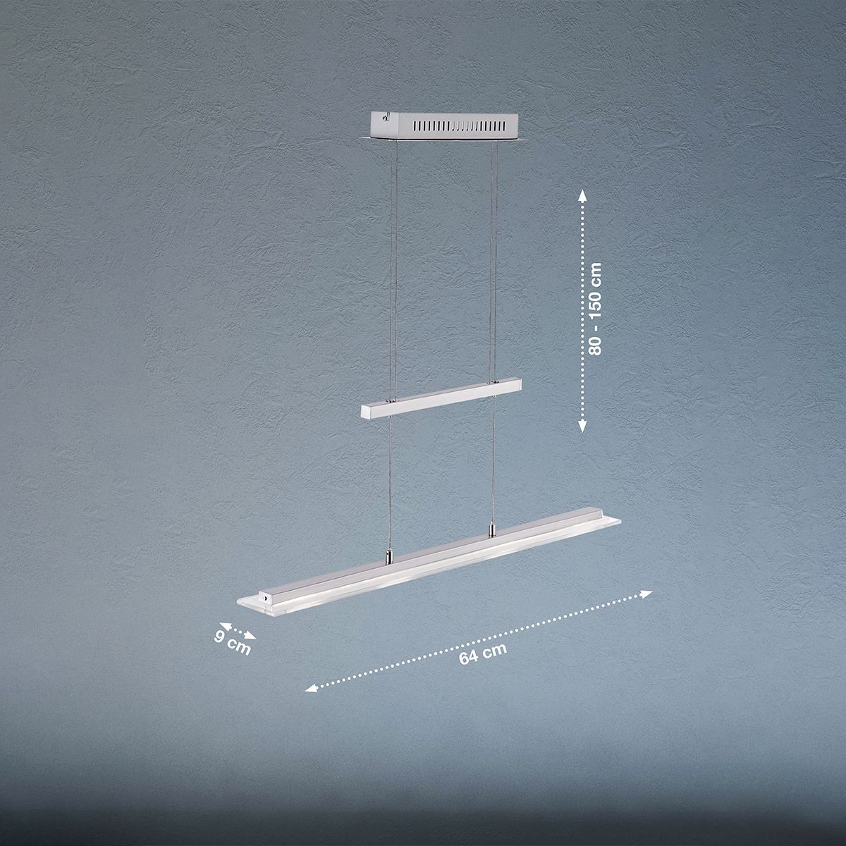 Fischer & Honsel LED Pendelleuchte Tenso TW 64 cm nickelfarben