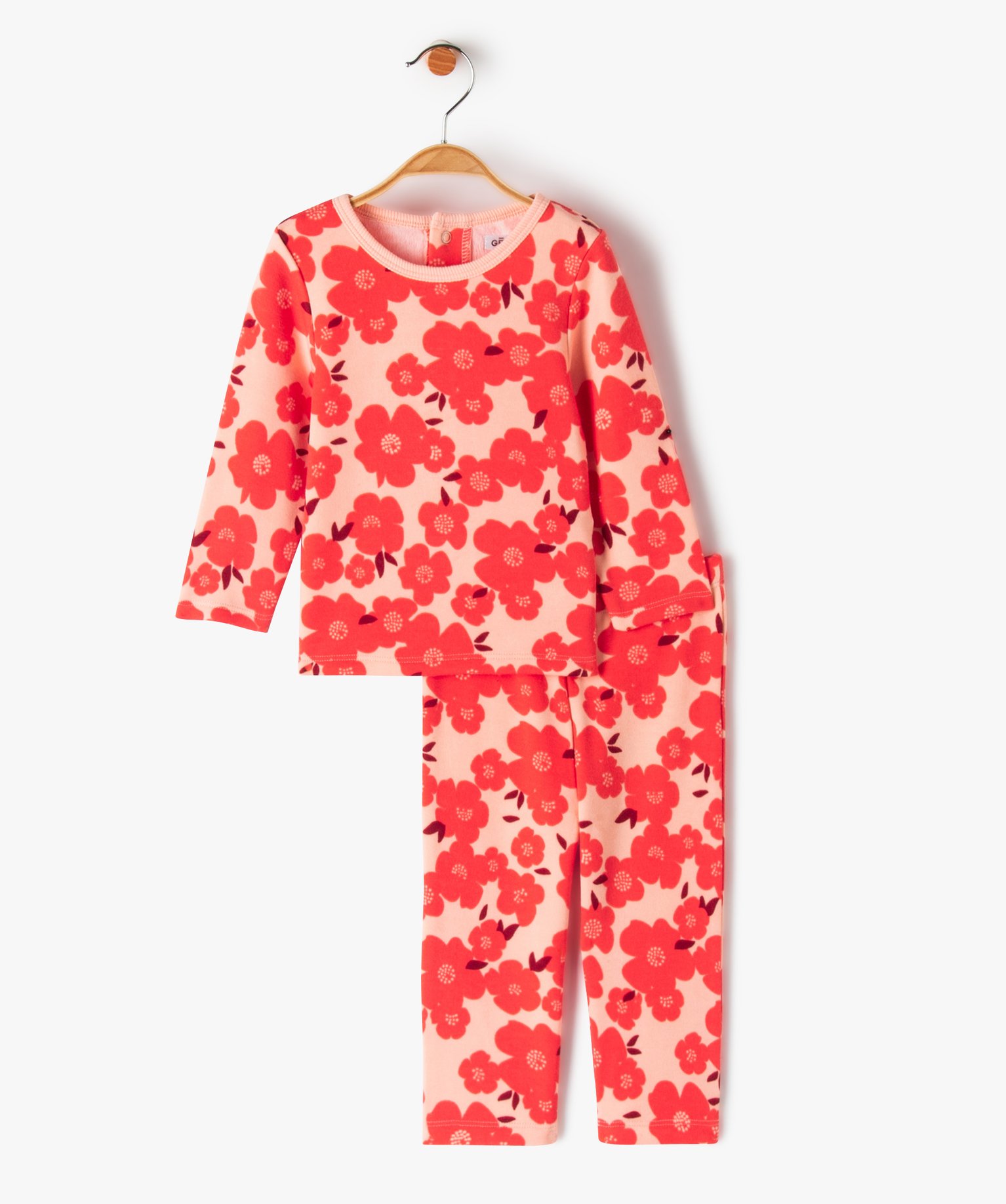 Pyjama bébé fille 2 pièces avec doublure chaude rose | GEMO