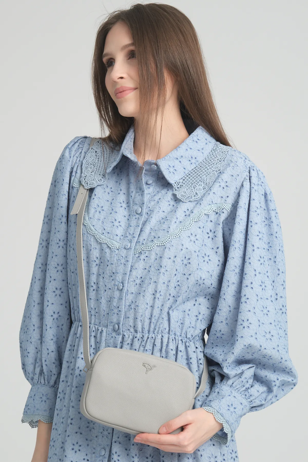 Garbalia  Liberty Grey Damen-Minitasche mit verstellbarem Schultergurt mit Kreuzgriff und Reißverschluss