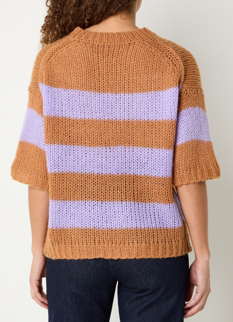 Expresso Chunky knit top in alpaca wool blend with stripe print