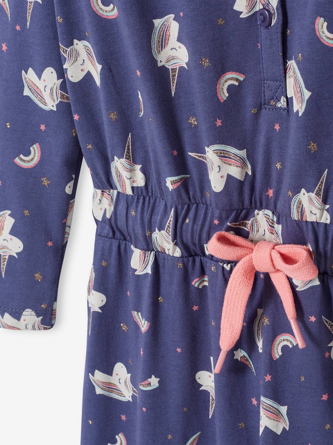 Combi-pyjama licorne fille bleu moyen